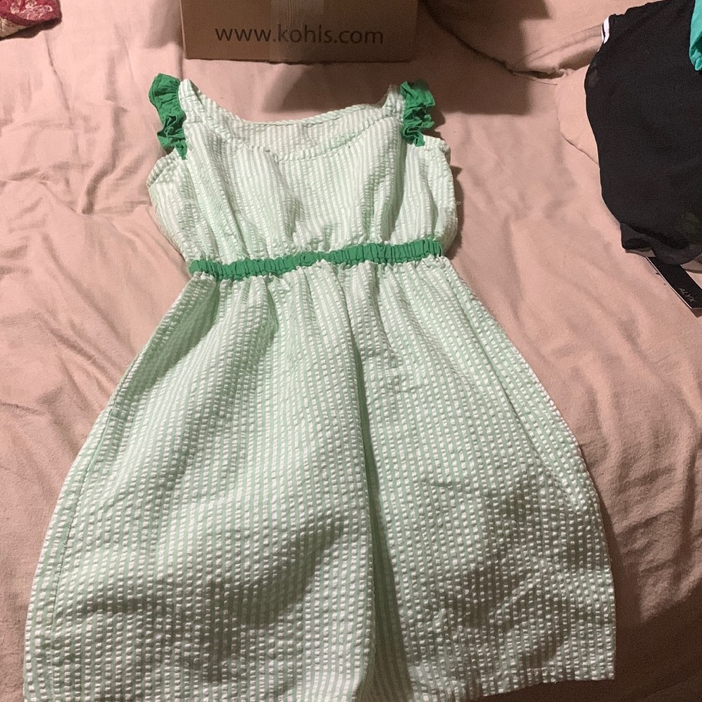 Mint green striped dress